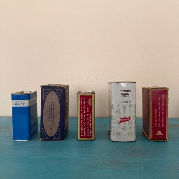 Vintage Spice Tin Collection - Crescent Mace Schilling Cardamom Ginger & More - Picture 3 of 9